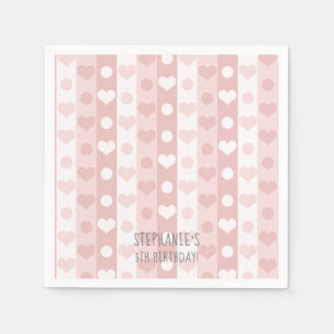 Servilleta De Papel Corazones rosados y rayas