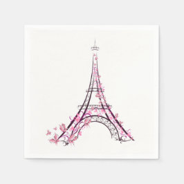 Servilleta De Papel Corazones rosas y mariposas París Torre Eiffel