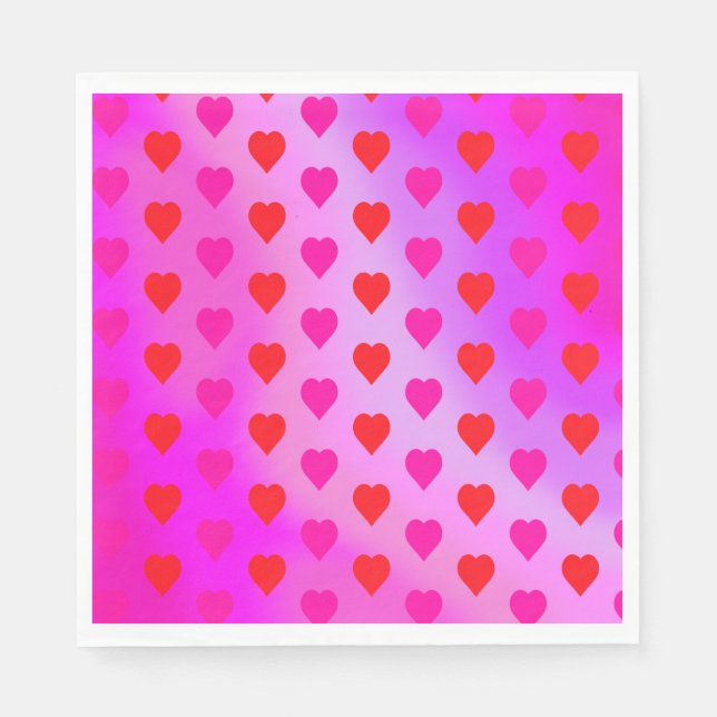 Servilleta De Papel Corazones sobre un fondo degradado rosa (Anverso)
