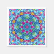 Corazones Violeta y Azul Vintage Fractal Kaleidosc