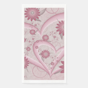 Servilleta De Papel Corazones y flores abstractos rosados Arte fractal
