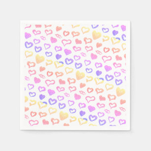 Servilleta De Papel Corazones y Labios Brillantes Amarillos y Rosados