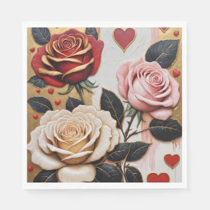 Servilleta De Papel Corazones y Rosas opulentos