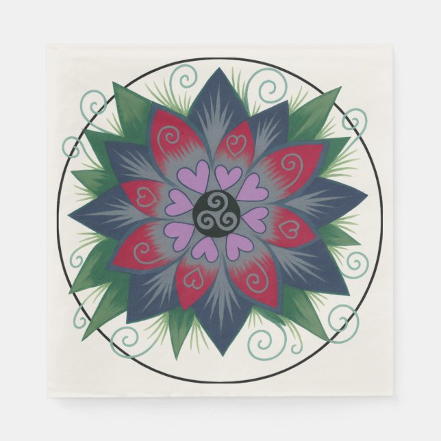 Servilleta De Papel Corazones y Vides (Anverso)