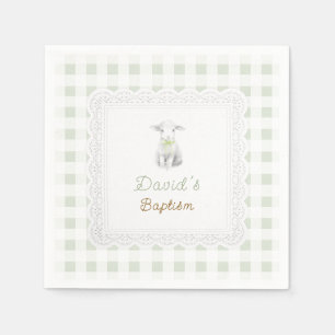 Servilleta De Papel corderito rústico encantador en gingham verde salv