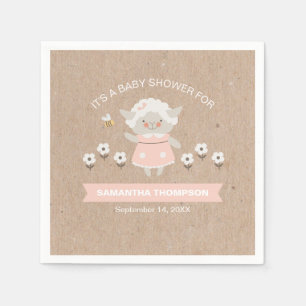 Servilleta De Papel Cordero Chica rosa lindo Baby Shower
