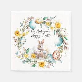 Servilleta De Papel Cordero con huevos cruzados y Pascua floral