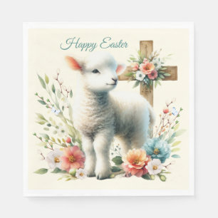 Servilleta De Papel Cordero de Pascua Personalizado Acuarela