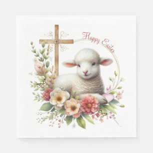 Servilleta De Papel Cordero de Pascua Personalizado Acuarela