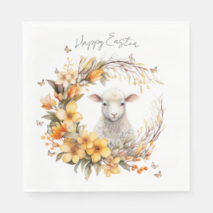 Servilleta De Papel Cordero de Pascua Personalizado con Acuarela