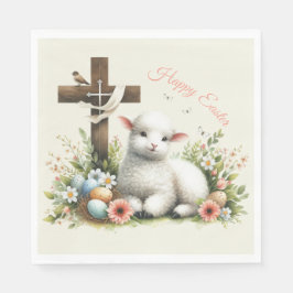 Servilleta De Papel Cordero de Pascua Personalizado con Acuarela