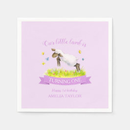 Servilleta De Papel Cordero de primavera saltando lindo morado 1º cump