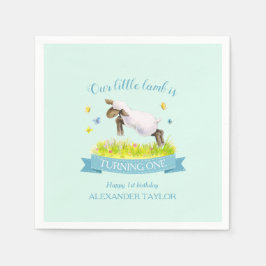 Servilleta De Papel Cordero de primavera saltando lindo primer cumplea