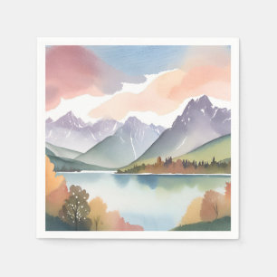 Servilleta De Papel Cordillera Paisaje de acuarela de naturaleza air