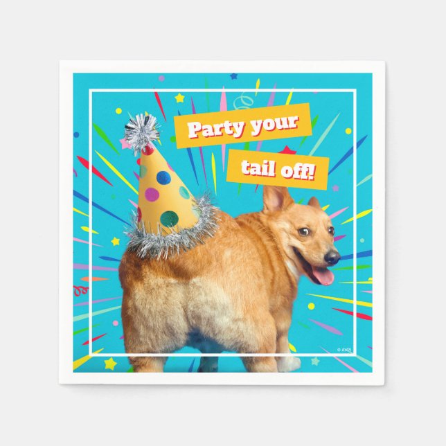 Servilleta De Papel Corgi Butt Birthday Hat (Anverso)