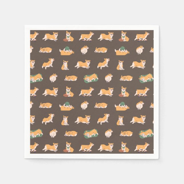 Servilleta De Papel Corgi Cute Playful (Anverso)