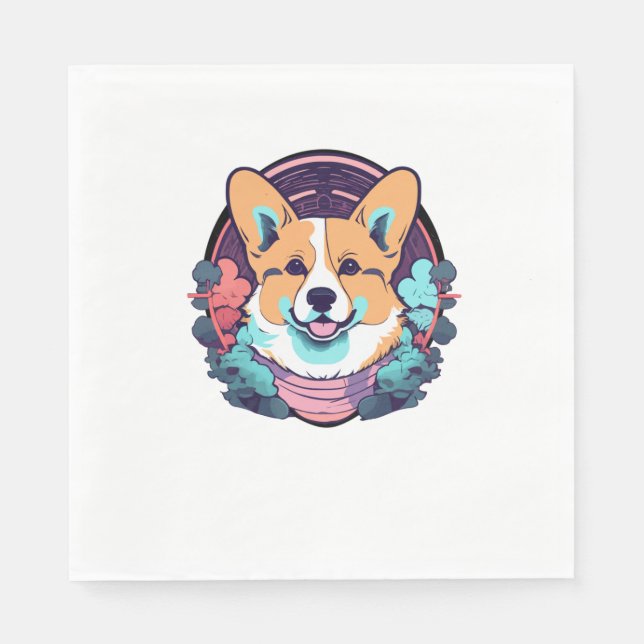 Servilleta De Papel Corgi de corte (Anverso)
