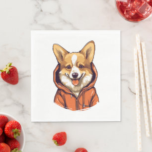 Servilleta De Papel Corgi Divertido con Sudadera