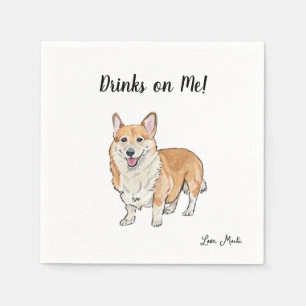 Servilleta De Papel Corgi Dog Cocktail Napkins