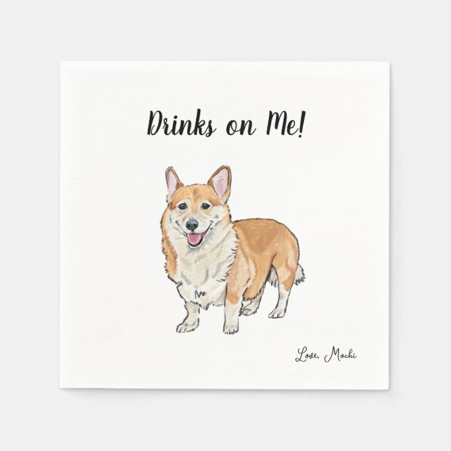 Servilleta De Papel Corgi Dog Cocktail Napkins (Anverso)