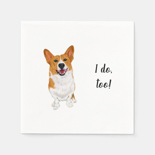 Servilleta De Papel Corgi Dog Personalizado Cocktail Napkin (Anverso)