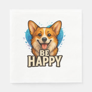 Servilleta De Papel Corgi Feliz con Corazón Colorido - Diseño para ama