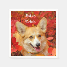Servilleta De Papel Corgi galés cachorro de perro en hojas rojas