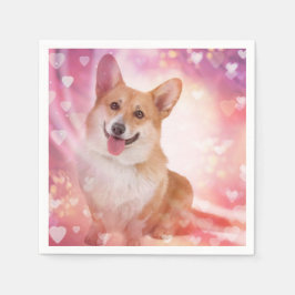 Servilleta De Papel Corgi galés sonriente con corazón