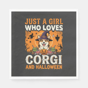 Servilleta De Papel Corgi Halloween Bruja Niña Horror Antiguo