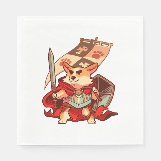 Servilleta De Papel Corgi knight (Anverso)