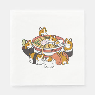 Servilleta De Papel Corgi Ramen Sushi