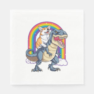Servilleta De Papel Corgi Riendo Dinosaur T rex Shirt Funny Rainbow Do