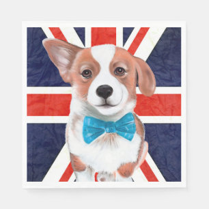 Servilleta De Papel Corgi Y Bandera Inglesa