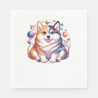 Servilleta De Papel Corgi Y Husky En El Espacio Yin Y Yang T- Esencial