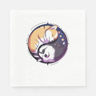 Servilleta De Papel Corgi Y Husky En El Espacio Yin Y Yang T- Esencial