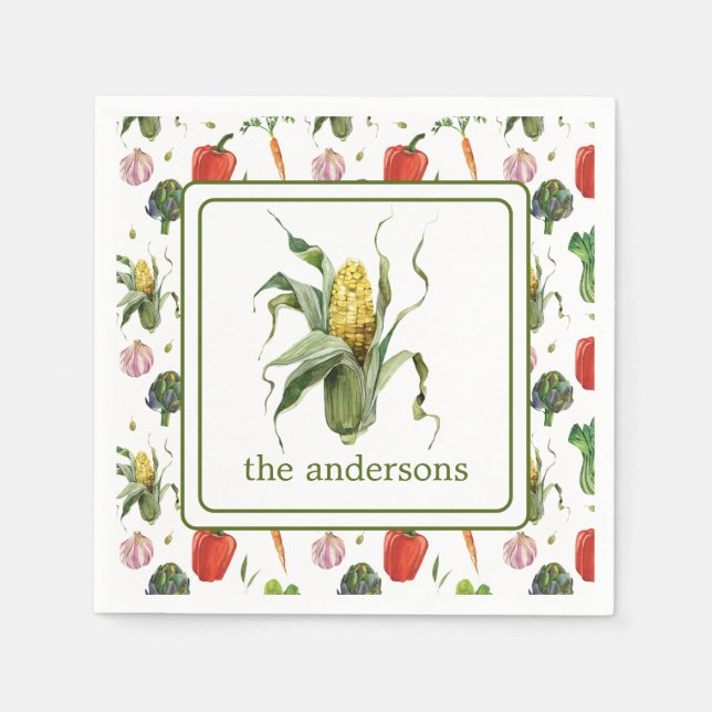 Servilleta De Papel Corn de producción orgánica acuarela (Anverso)