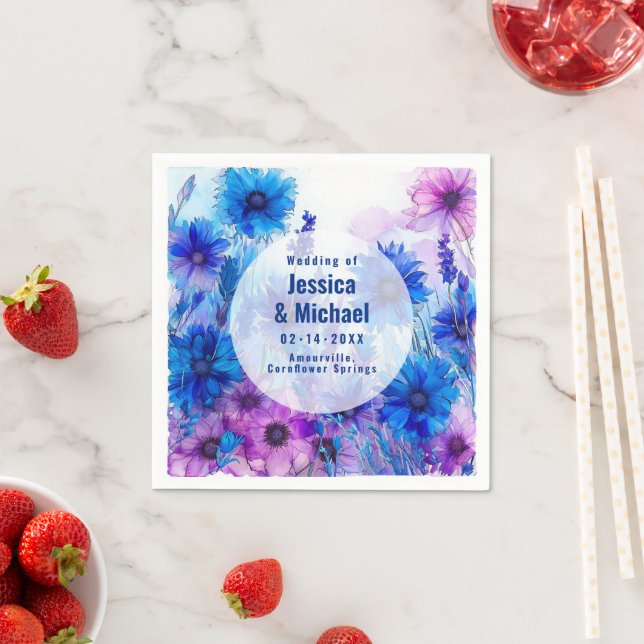 Servilleta De Papel 💍 🪻 Cornflowers y Lavender Elegance (In situ)