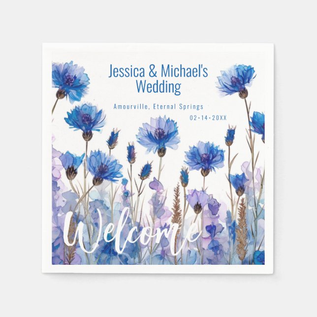 Servilleta De Papel 💍 Cornflowers y Lavender Elegance (Anverso)