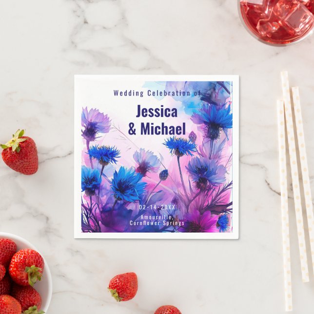 Servilleta De Papel 💍 🪻 Cornflowers y Lavender Elegance (In situ)