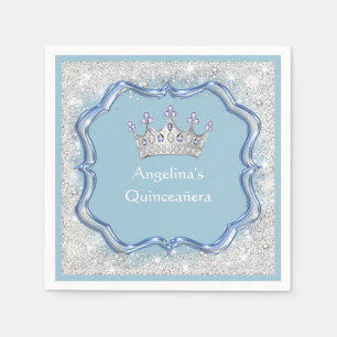 Servilleta De Papel Corona con joyas para Quinceañera, vidrio, purpuri