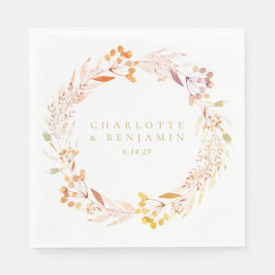 Servilleta De Papel Corona de acuarela floral de otoño boho personaliz