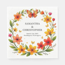 Corona de boda de mariposas florales con texto per