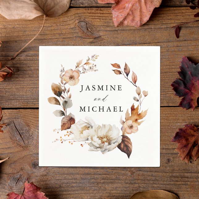 Servilleta De Papel Corona de Boda Floral de Otoño Rústica (Subido por el creador)