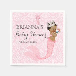 Servilleta De Papel Corona de Damasco de Princesa Sirena Niña Étnica