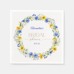 Servilleta De Papel Corona de flores silvestres azul amarillo lavanda