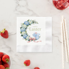 Servilleta De Papel Corona de hortensias de Pascua en acuarela con con