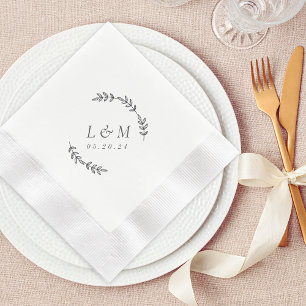 Servilleta De Papel Corona de Laurel Elegante Monograma Personalizado