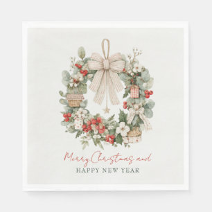 Servilleta De Papel Corona de Navidad minimalista en acuarela acogedor