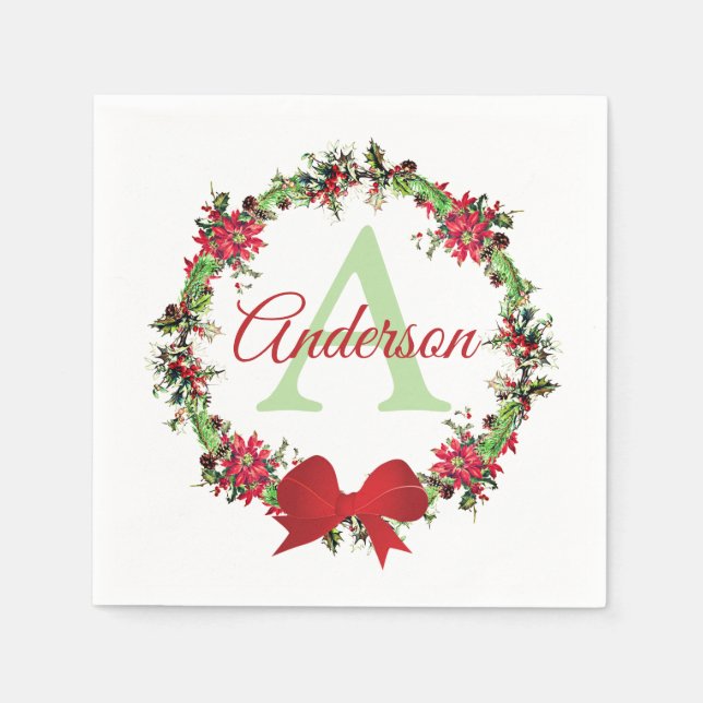 Servilleta De Papel Corona de Navidad personalizada (Anverso)