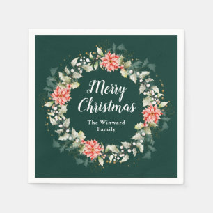 Servilleta De Papel Corona de Nochebuena Roja Feliz Navidad